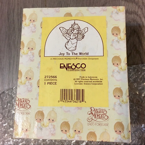 Precious Moments Porcelain Joy to the World Angel with Harp Ornament - Picture 4 of 4